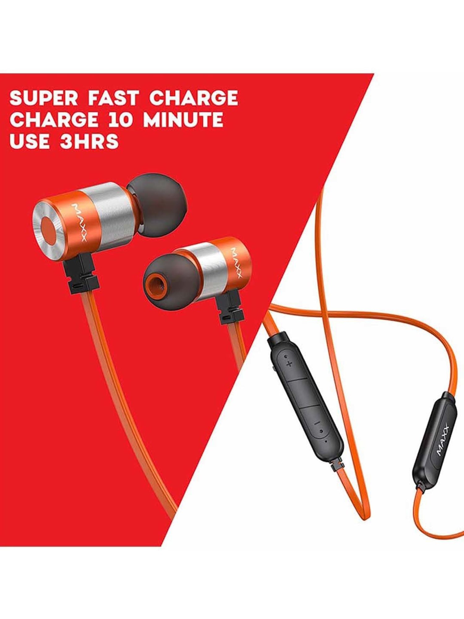 Maxx NX4 Wireless Neckband with Mic (Black/Orange)