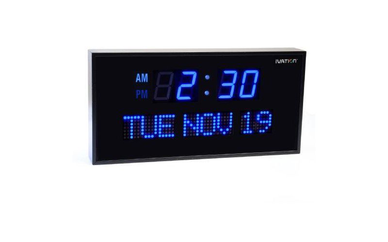 Ivation Big Oversized Digital Blue LED Calendar Clock with Day and Date - Shelf or Wall Mount&nbsp;(12 inches - Blue LED)