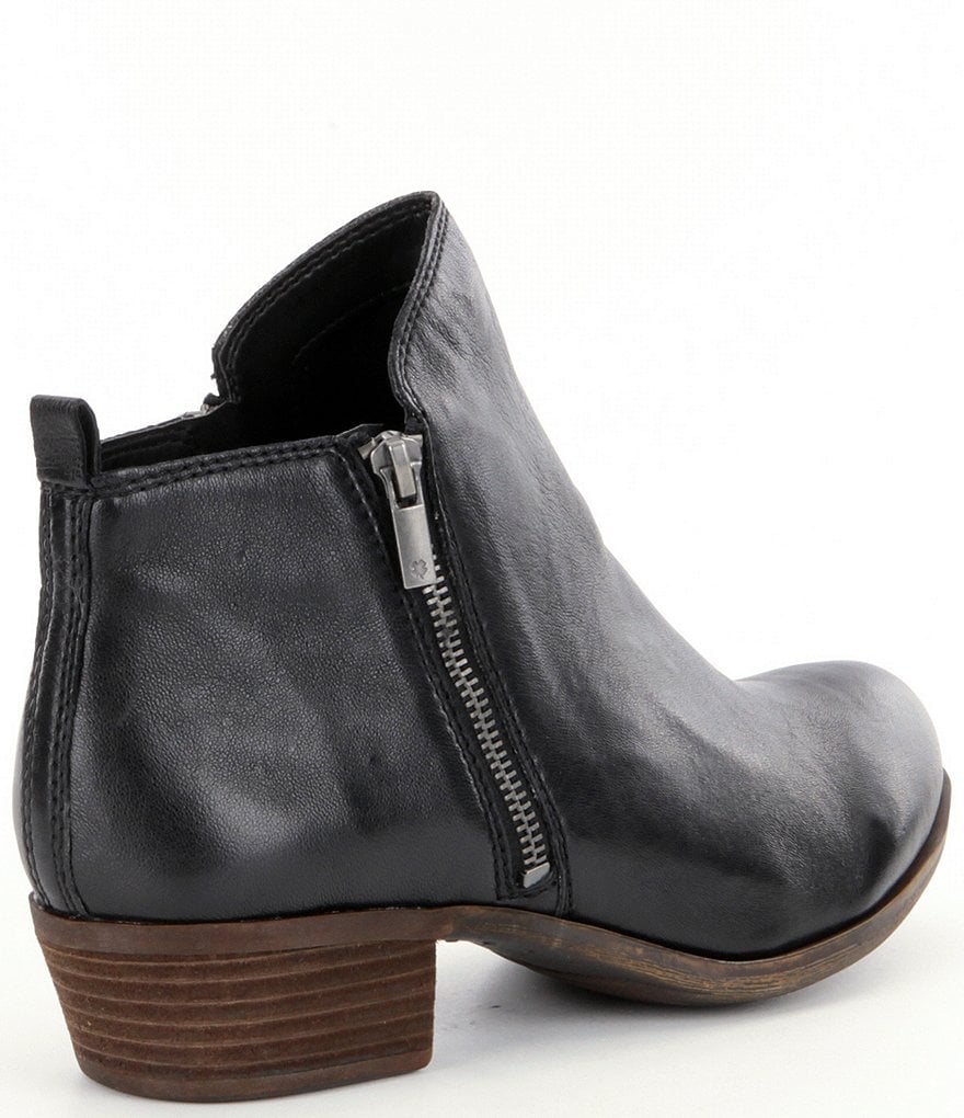 Lucky Brand Basel Smooth Leather Side Zip Block Heel Booties