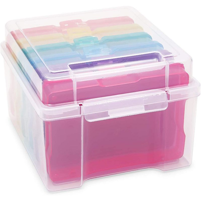Paper Junkie 7 Pack Plastic Storage Box for 4x6, 5x7 Photo with 6 Inner Cases (7.3 x 8.2 x 5.5 in)