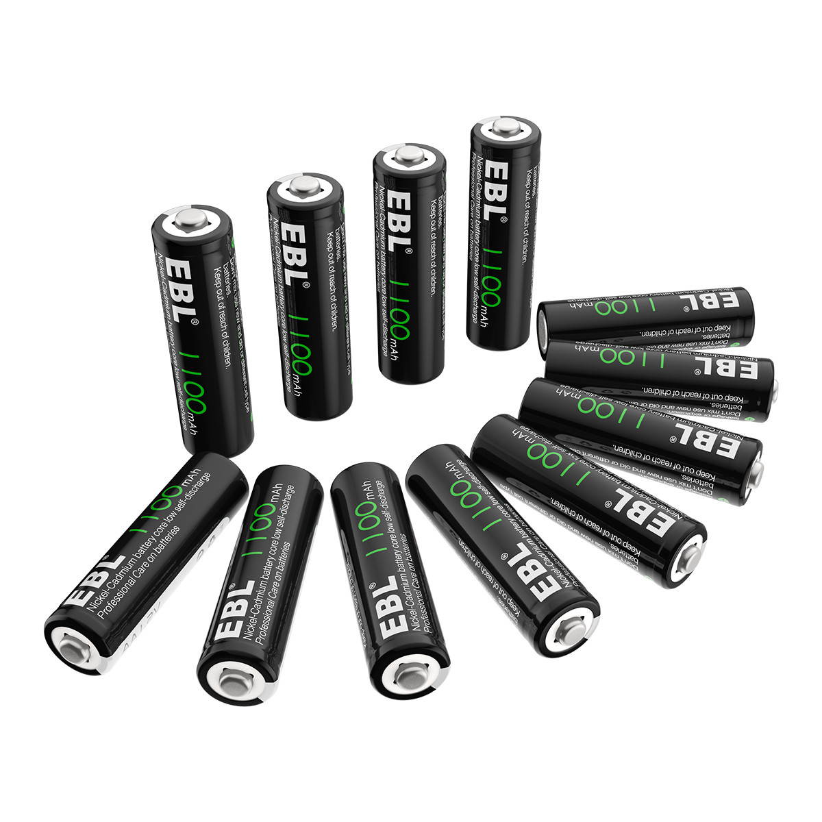EBL 12 Pack 1100mAh AA Ni-CD Battery 1.2V Rechargeable Batteries for Garden Solar Light