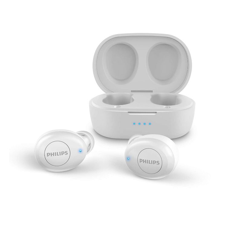 Philips True Wireless Earbuds T2205, Bluetooth 5.1, Voice Assistant, IPX4 Splash Resistant, with Microphone, Up to 12 Hours (4 + 8) of Playtime, White (TAT2205WT)