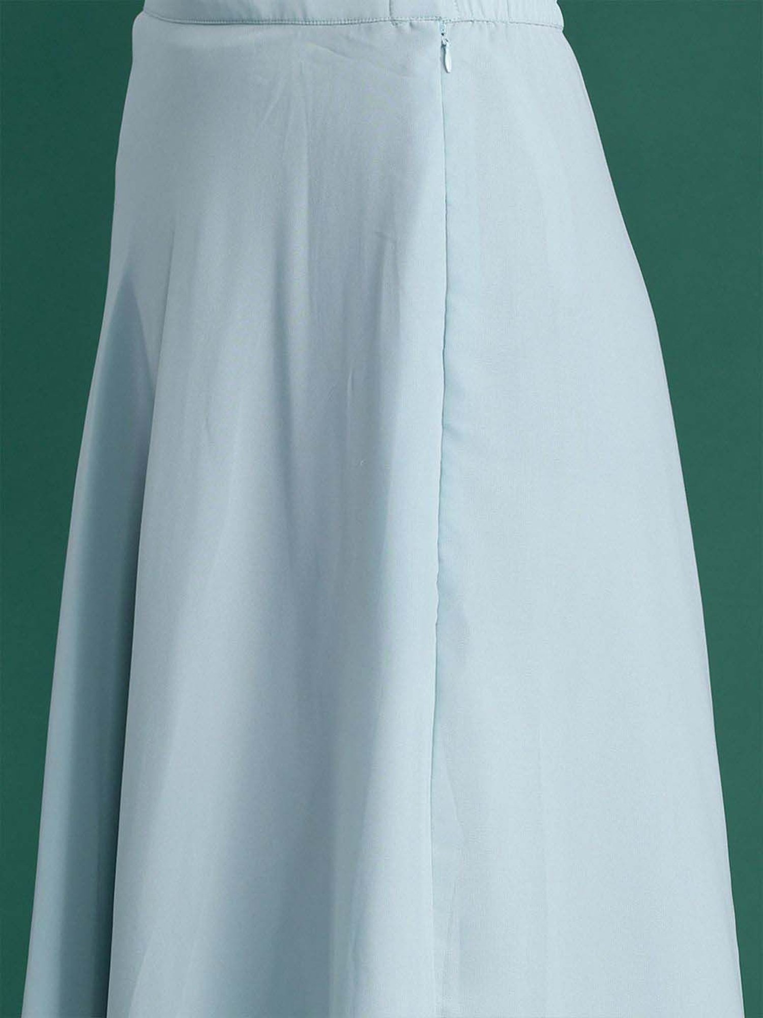 Indo Era Blue Plain Lehenga Choli Set With Dupatta & Belt