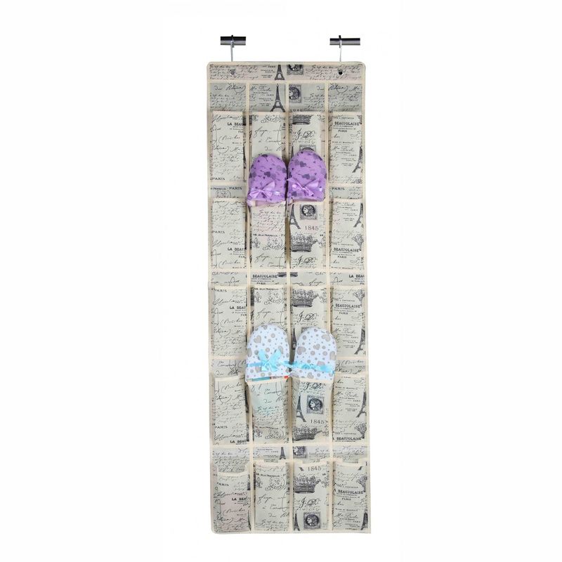 Home Basics Paris Collection Over the Door 20 Pocket Shoe Organizer, Natural