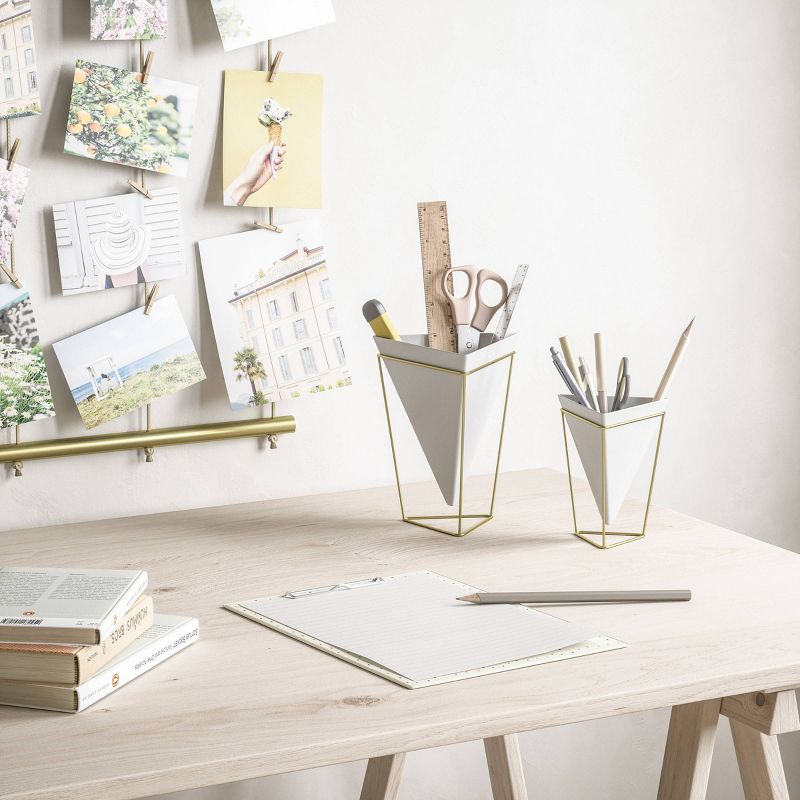 Set of 2 Trigg Tabletop Vessels White/Brass - Umbra