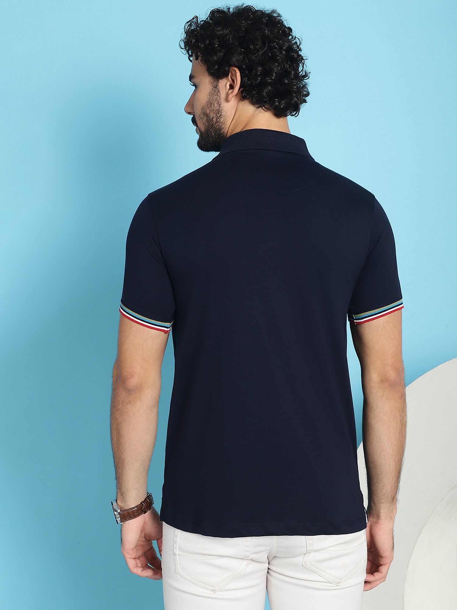 Venitian- Forbidden Clothing Navy Slim Fit Printed Polo T-Shirt
