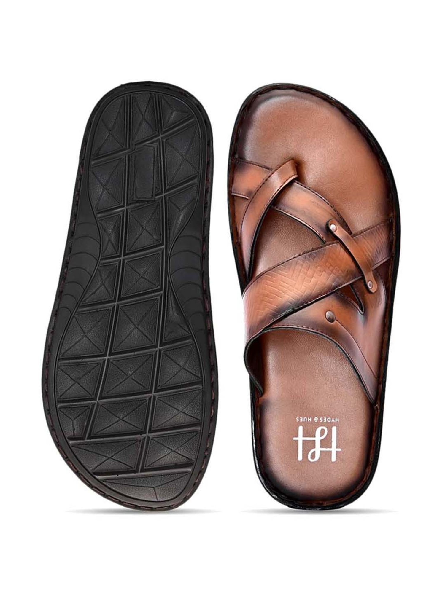 Hydes N Hues Men's Tan Cross Strap Sandals