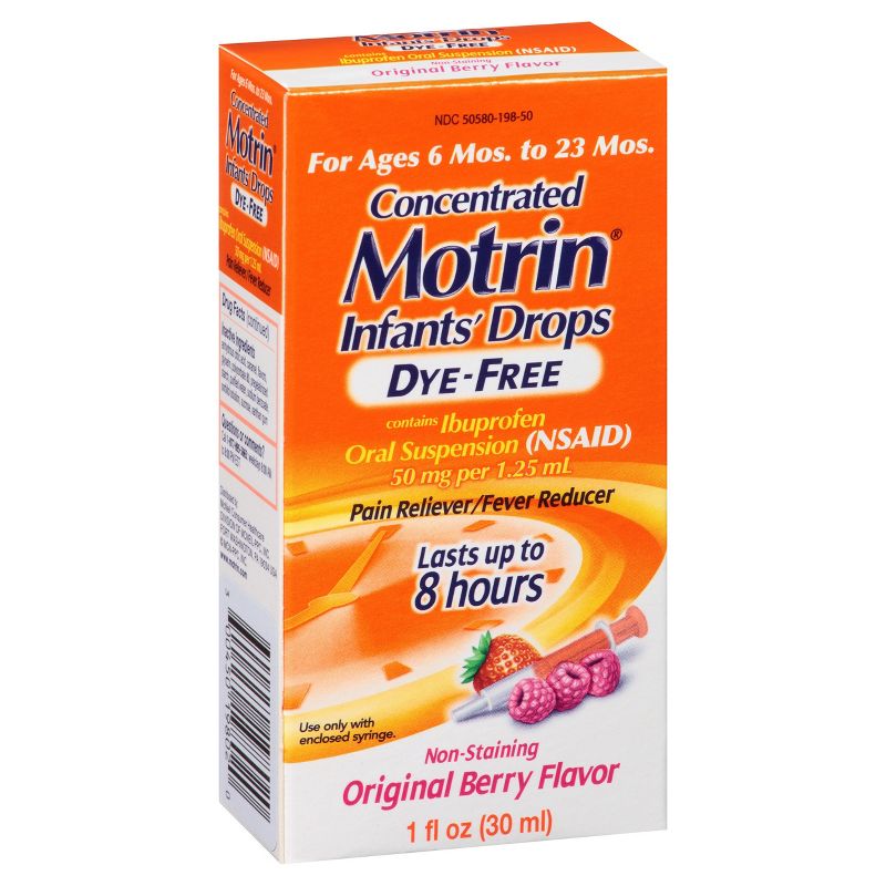 Infants' Motrin Dye-Free Pain Reliever/Fever Reducer Liquid Drops - Ibuprofen (NSAID) - Berry - 1 fl oz
