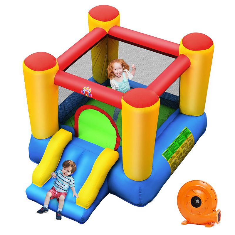 Costway Inflatable Bouncer Kids Bounce House Jumping Castle Slide w/ 480W Blower