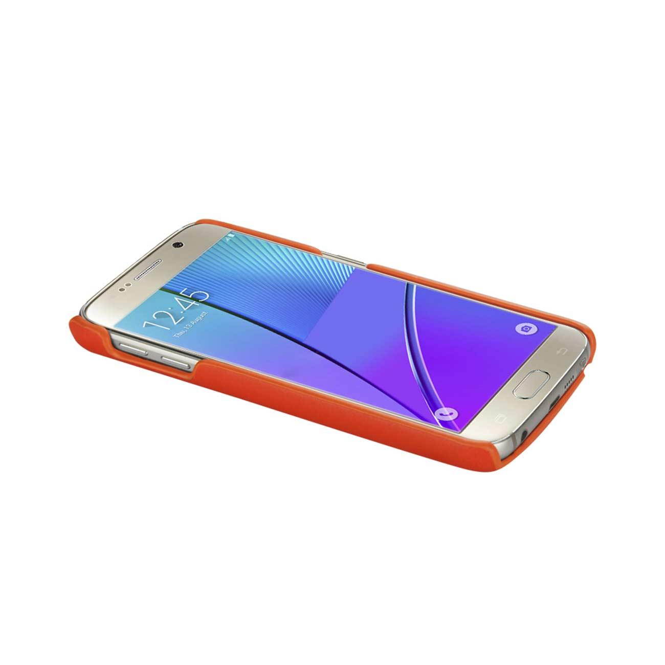 REIKO RFID GENUINE LEATHER CASE PROTECTION FOR GALAXY NOTE 5 AND KEY HOLDER IN TANGERINE