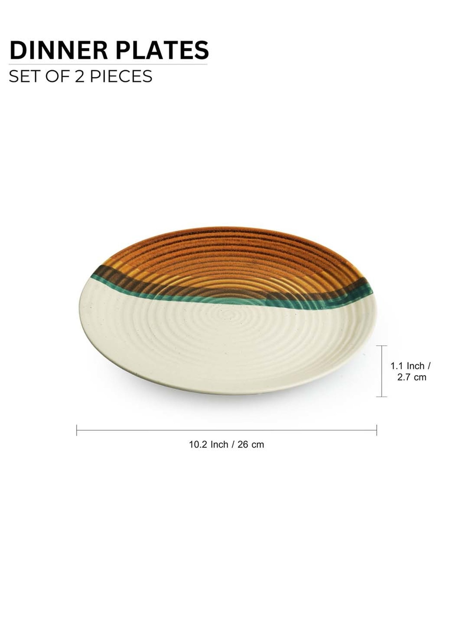 ExclusiveLane Zen Garden Brown & Green Ceramic Hand Glazed Dinner Plates - Set of 2