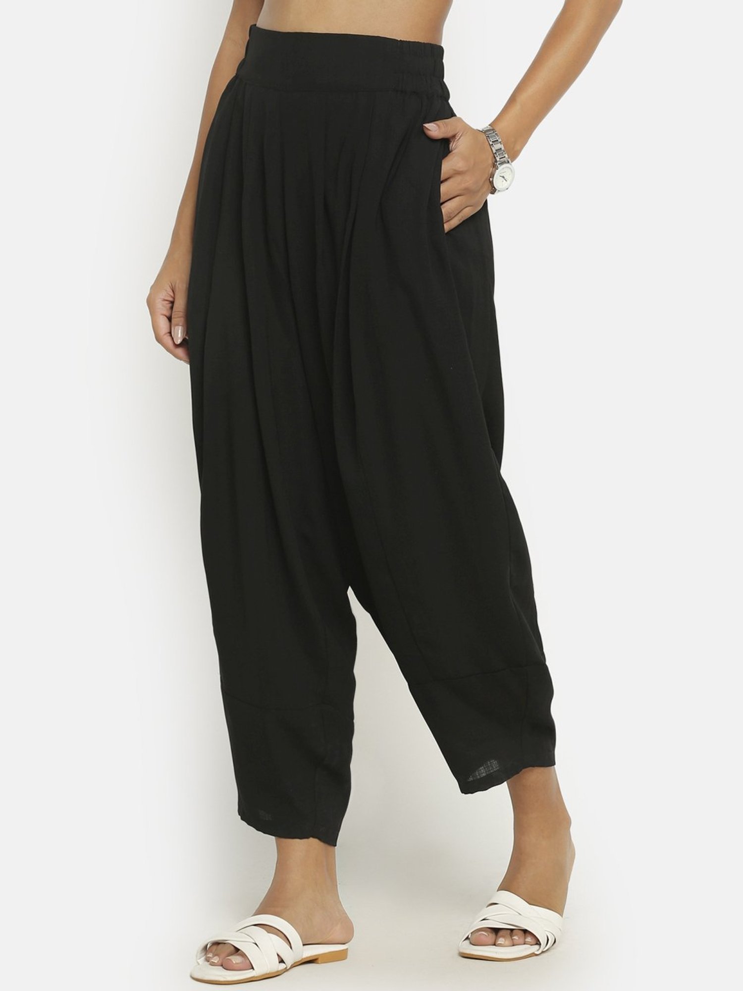 Office & You Black Mid Rise Harem Pants