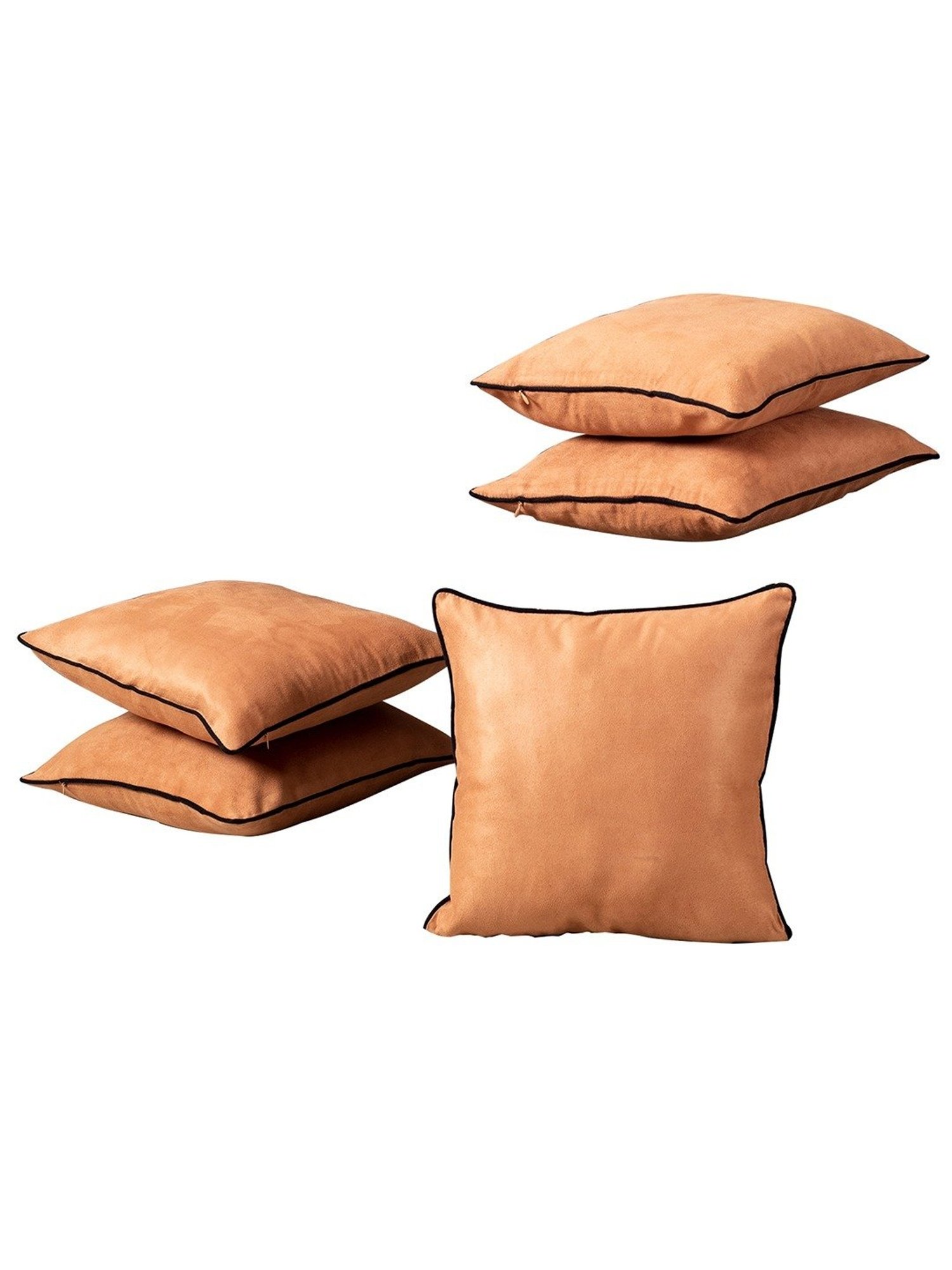 Nestroots Solid Orange Silk Cushion Covers - Set of 5