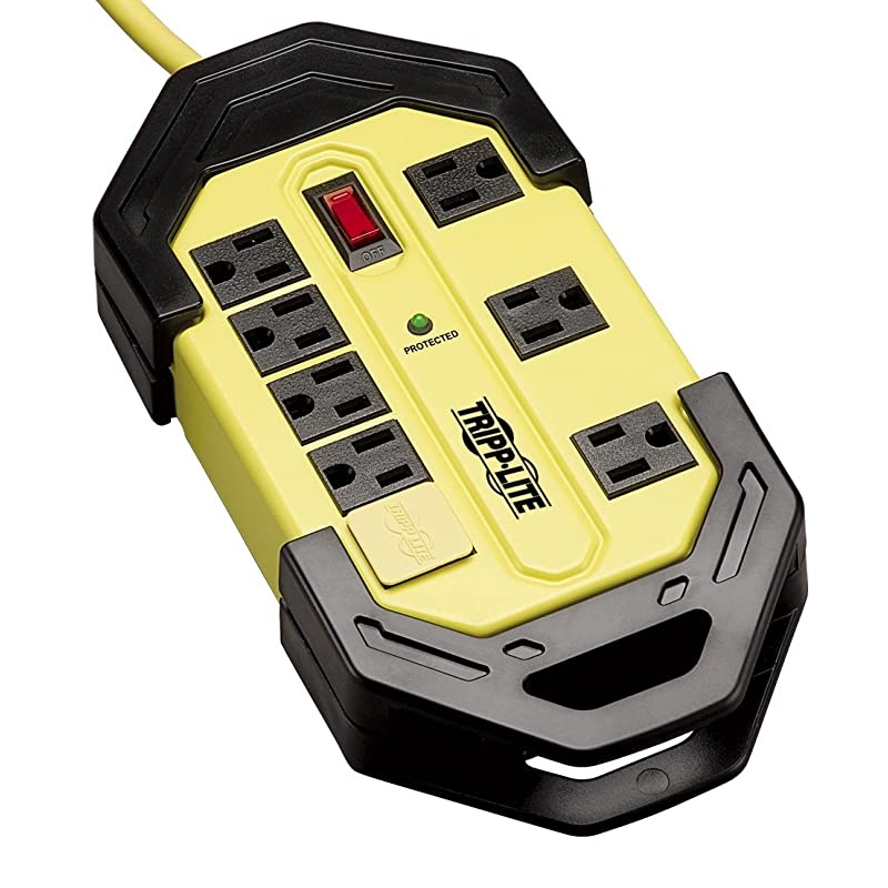 8 Outlet Industrial Safety Surge Protector Power Strip 12ft Cord Cord Wrap Metal Lifetime Limited Warranty $50K INSURANCE TLM812SA