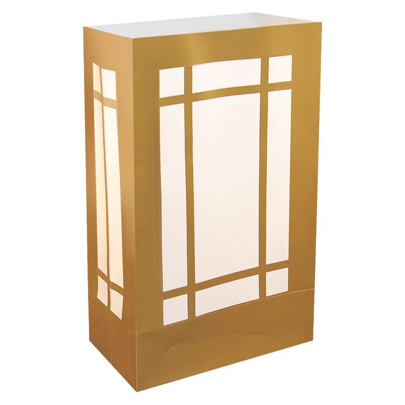 12ct Lantern Plastic Luminaria Bags Gold