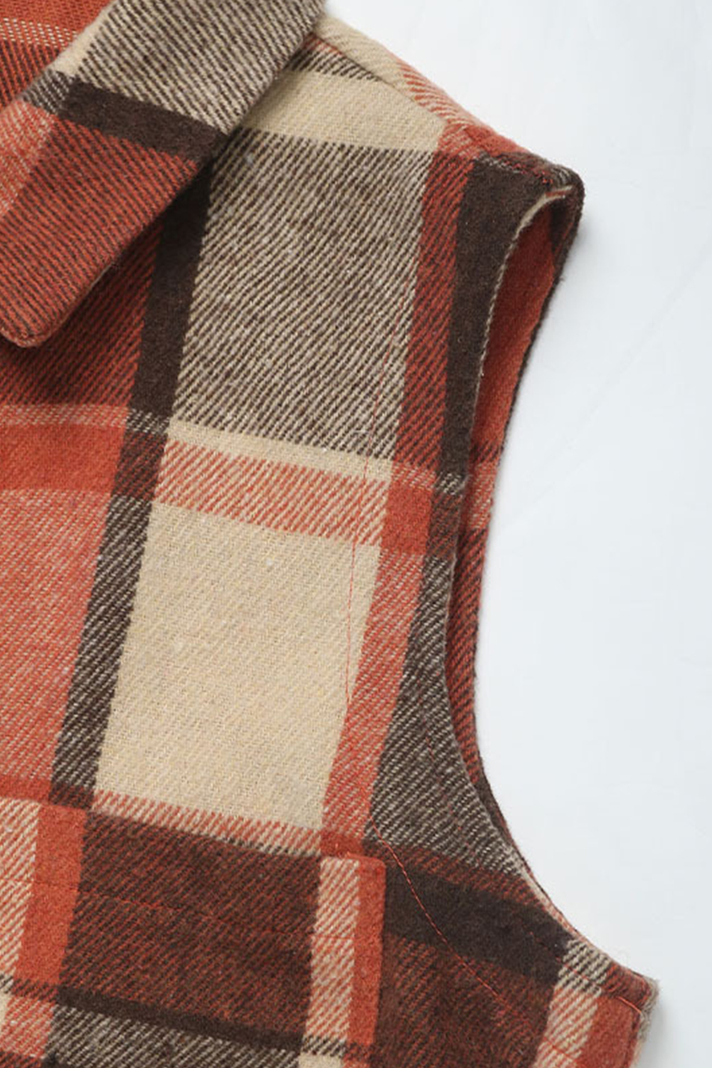 Brown Plaid Button Up Long Sleeve Flannel Shacket