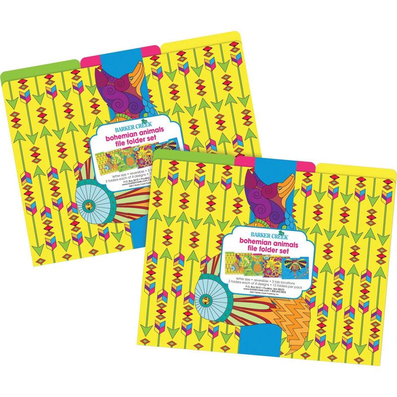 Barker Creek 24pk Bohemian Animals Letter Size File Folders Design Set