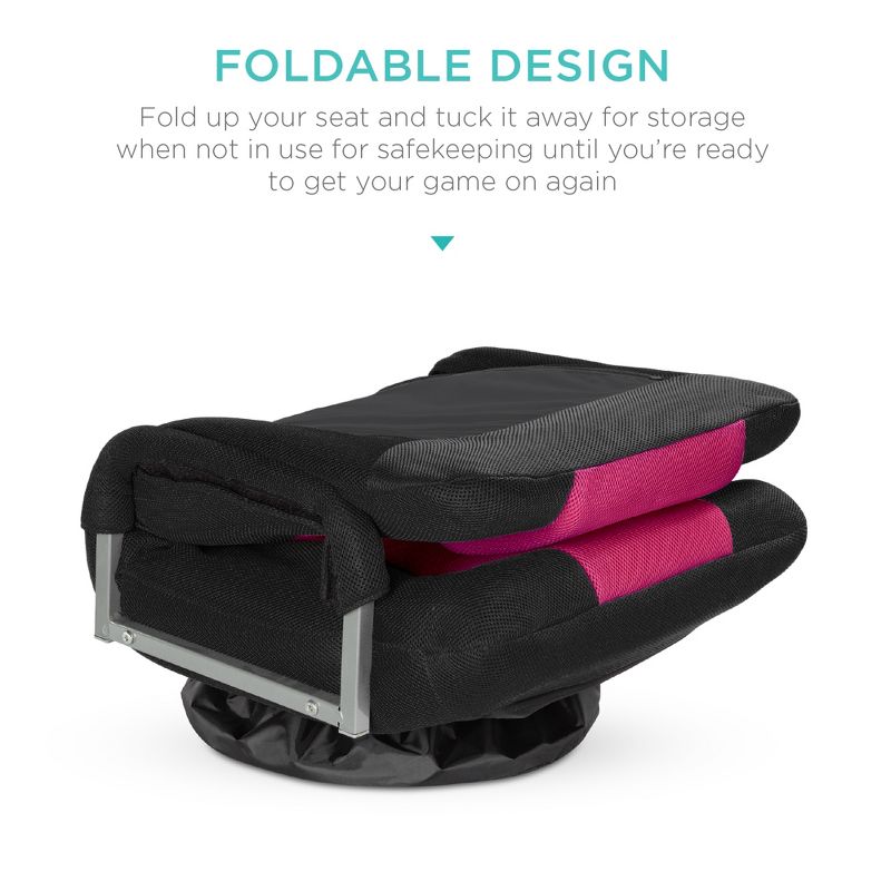 Best Choice Products 360-Degree Swivel Gaming Floor Chair w/ Armrest Handles, Foldable Adjustable Backrest - Pink