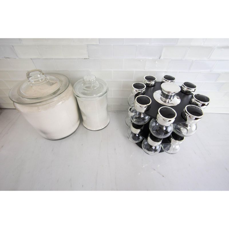 Home Basics 16 Piece Revolving Spice Rack, Black