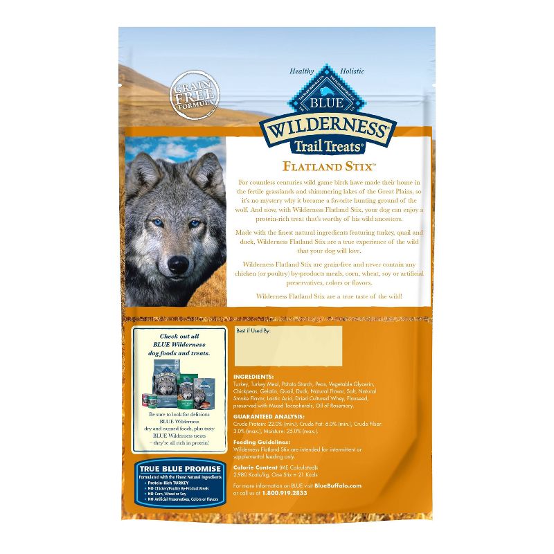 Blue Buffalo Wilderness Flatland Feast Stix Chewy Dog Treats - 6oz