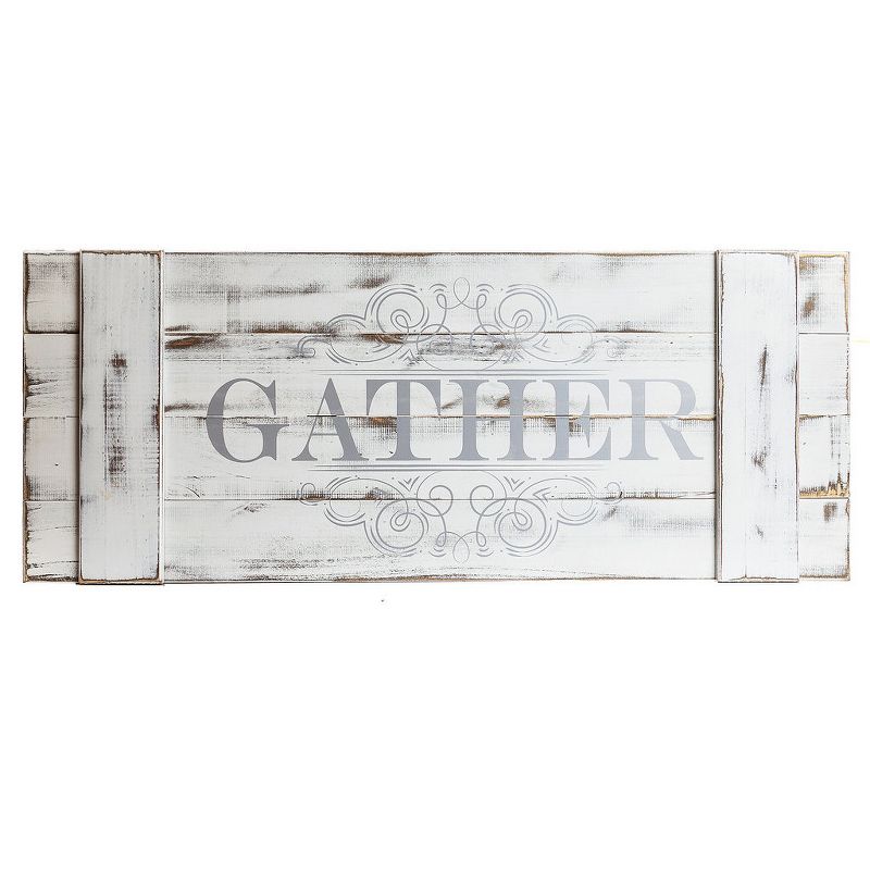 16"x40" Distressed Gather Wood Plank Wall Art White - Patton Wall Decor