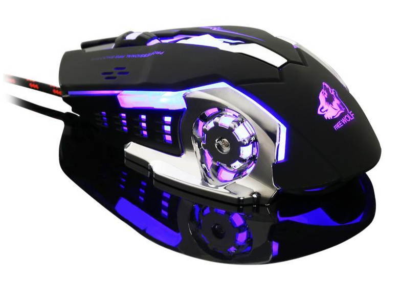 Free Wolf V5 Mechanical Mouse Wired Gaming Silent Mouse With Breathing Light