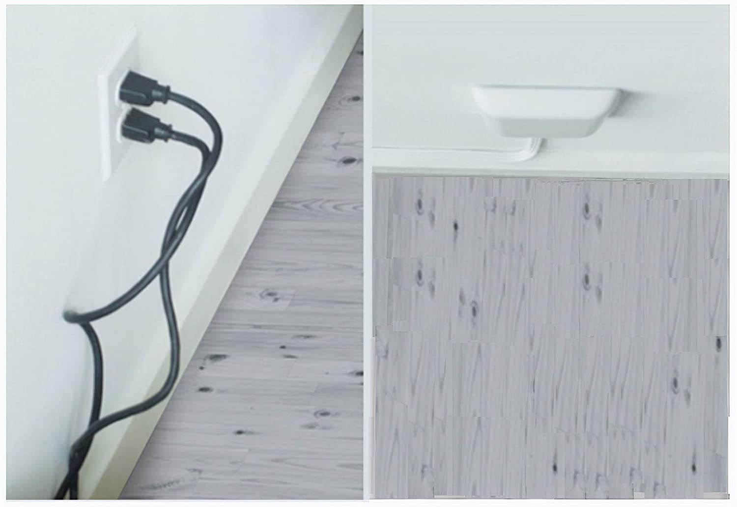 Sleek Socket 9-M-STD-W Ultra-Thin Electrical Outlet Cover Wall Plate with 3 Outlet Power Strip and Cord Management Kit, 8-Foot, Standard Size