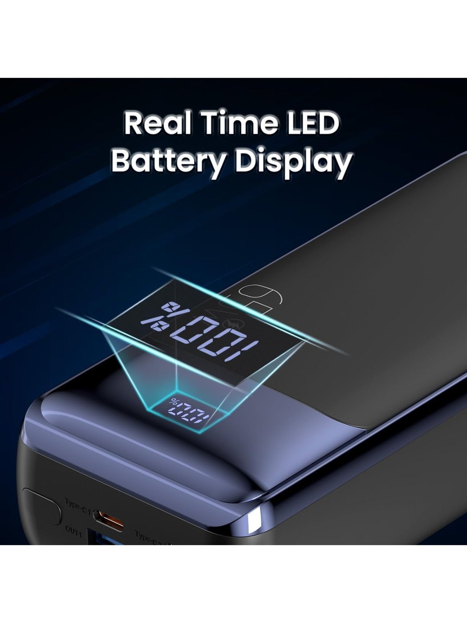 Portronics Ampbox 10000 mAh Power Bank with 22.5W Fast Charging & Digital Display (Black)