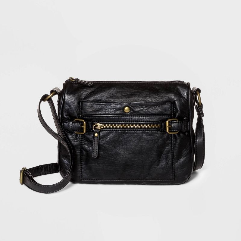 Bueno Zip Closure Crossbody Bag - Black