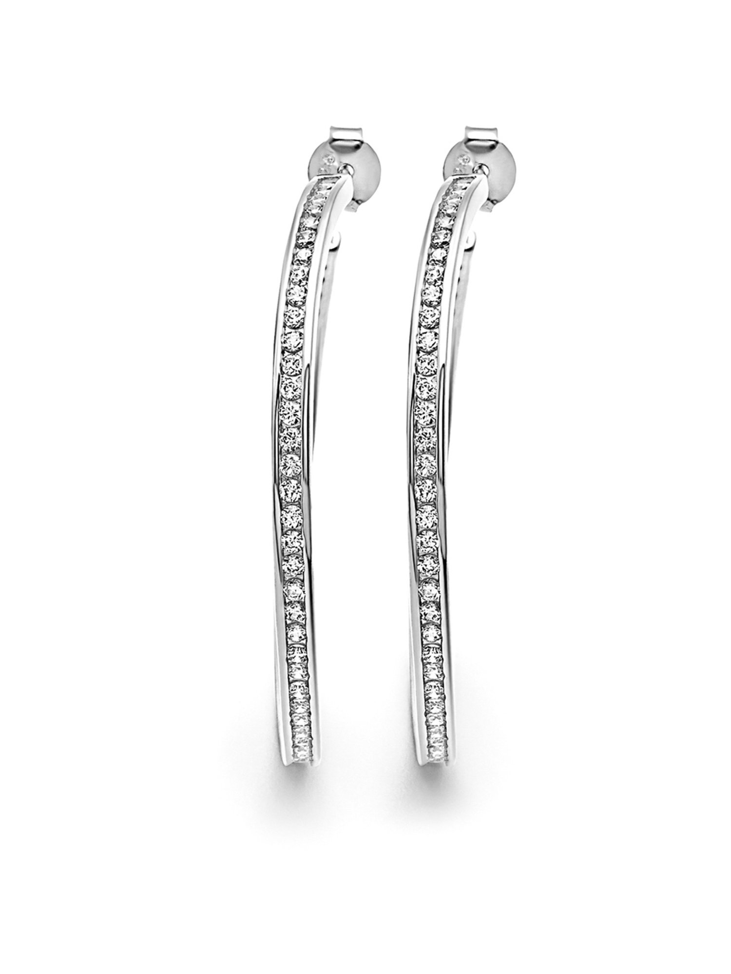 Silberry 92.5 Sterling Silver Crystal Curl Hoop Earrings for Women