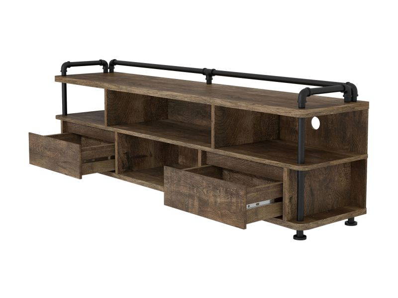 Furniture of America Kembas Rustic Wood TV Stand in Reclaimed Oak