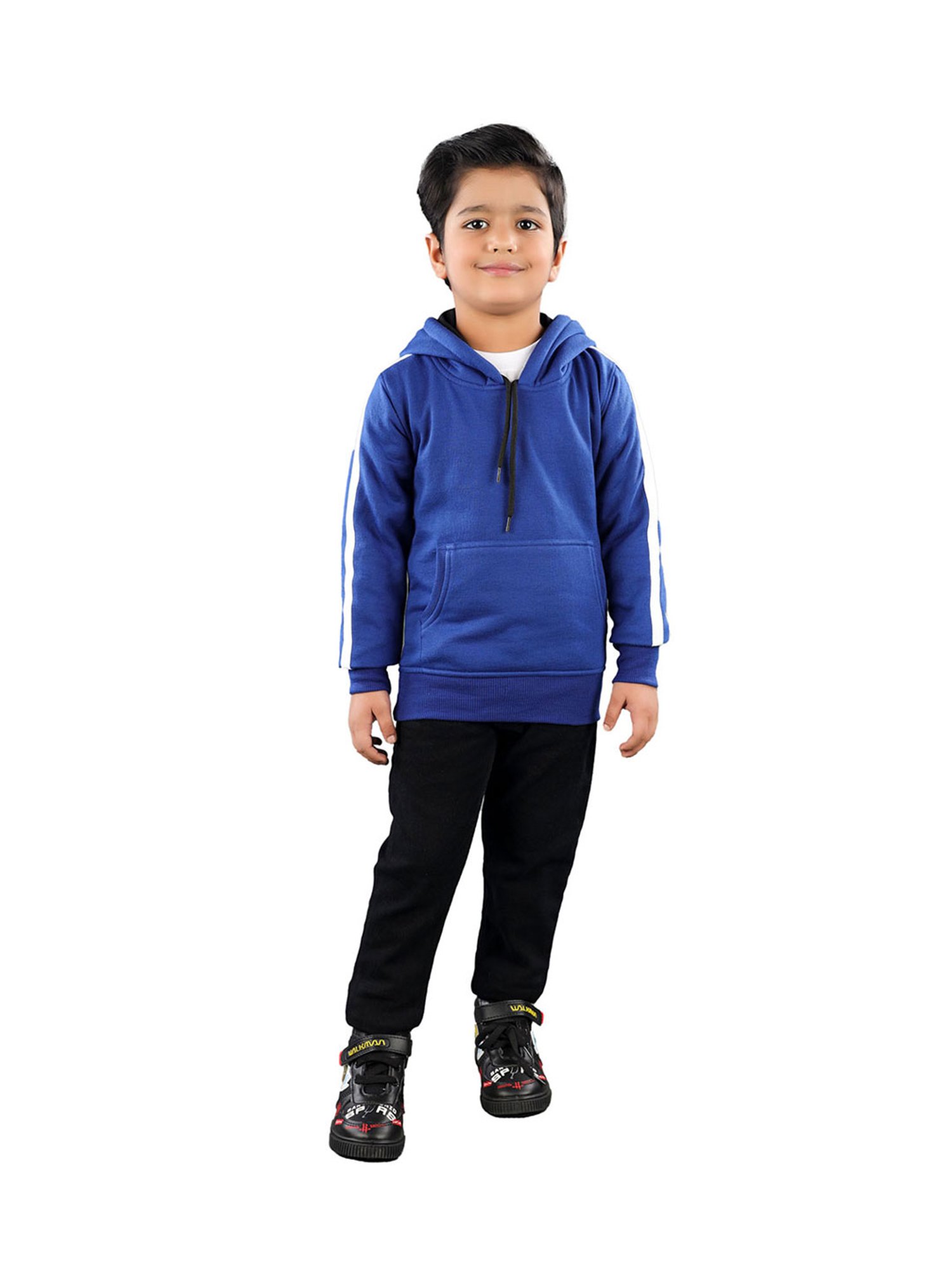Ahhaaaa Kids Blue Solid Hoodie