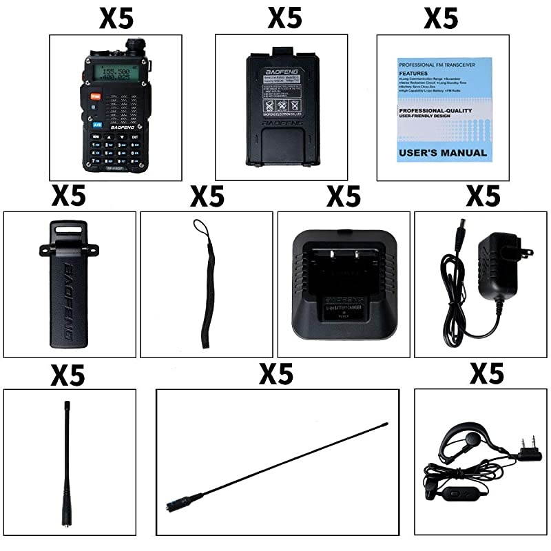 Radio High Power Upgraded  UV-5R Ham Radio Handheld Two Way Radios with TIDRADIO-771 Antenna  Walkie Talkies (5 Pack)