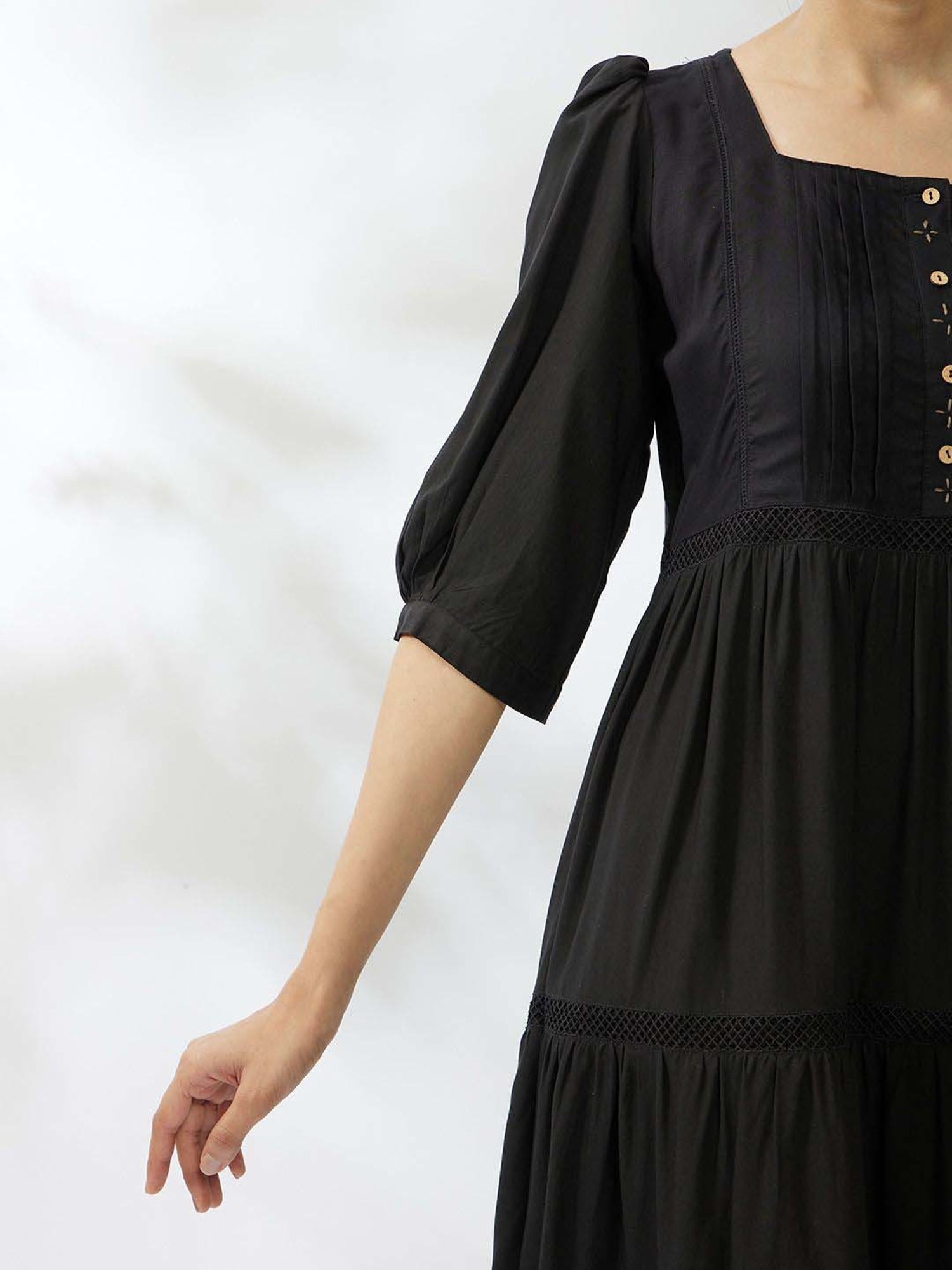 Daali Black Regular Fit A-Line Dress