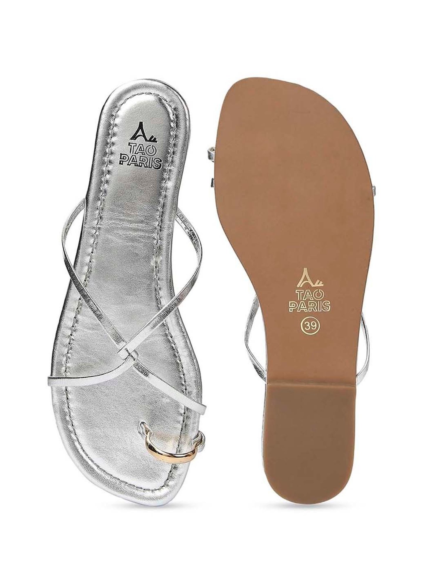 Tao Paris Women's Rihana Silver Toe Ring Sandals