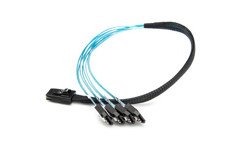 Rocstor Premium 20in Serial Attached SCSI SAS Cable - SFF-8087 to 4X Latching SATA - SAS/SATA for H