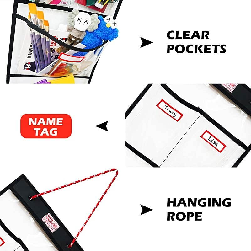 Enough Entryway Door Hanging Organizer School Locker Organizer Mail Holder Wall Mount with Small Pockets Closet Cabinet Organizer Storage for Home Office Gym Key Accessories Mask Sanitizer Clear