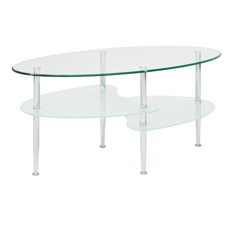 Glass Oval Living Room Metal Coffee Table - Saracina Home