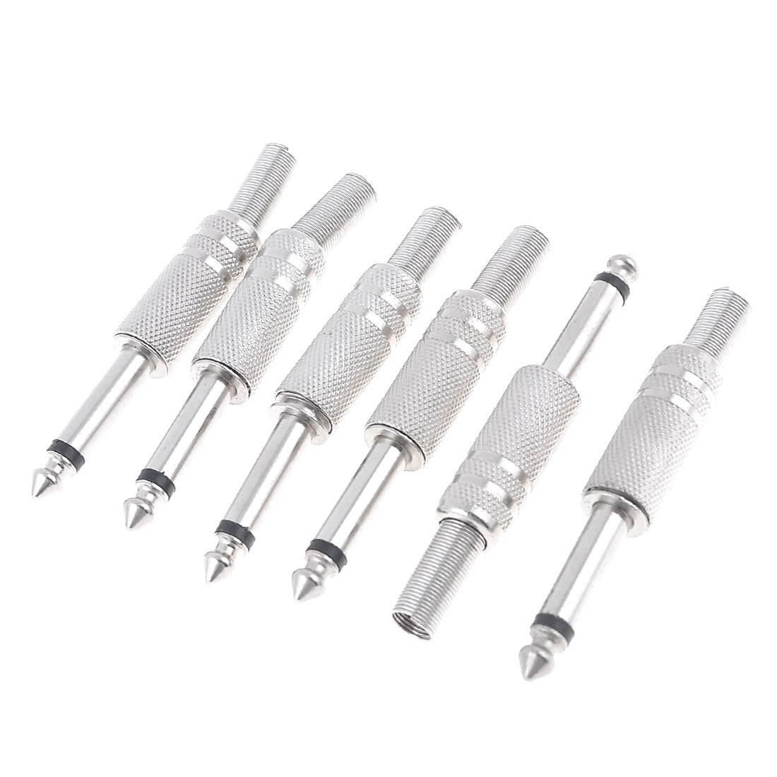 Global Bargains 6 Pcs DIY 6.35mm 1/4" Male Plug Textured Mono Audio Adapter Connector