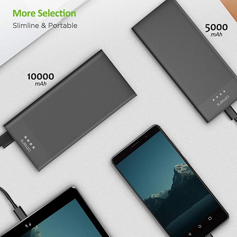 Power Bank 10000mAh USB C Battery Pack Slimline Portable Charger with Dual USB Output Compatible with iPhone XsXRXS MaxX iPad Galaxy S9 Note 9