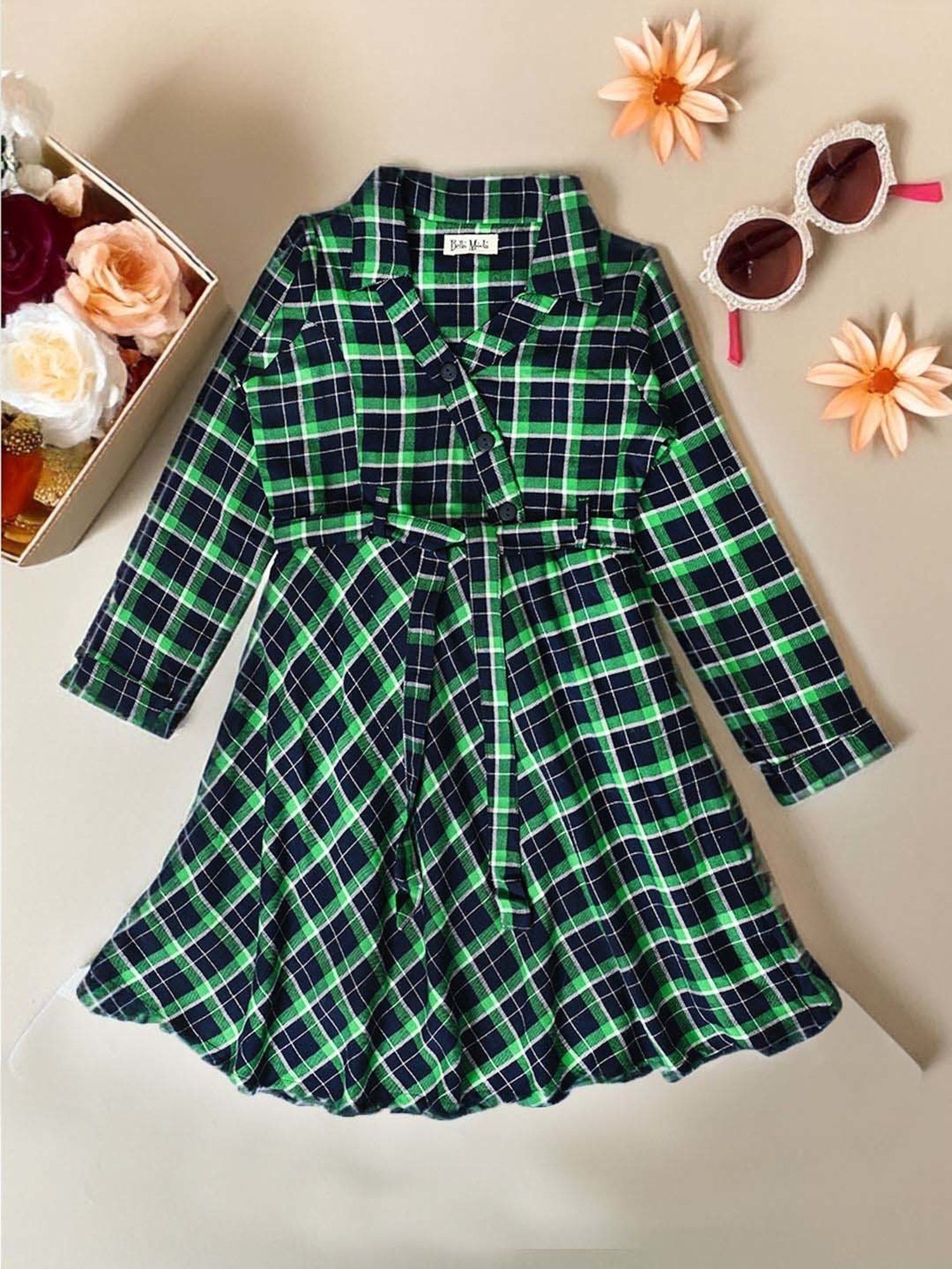 Bella Moda Kids Multicolor Cotton Printed Full Sleeves Dress