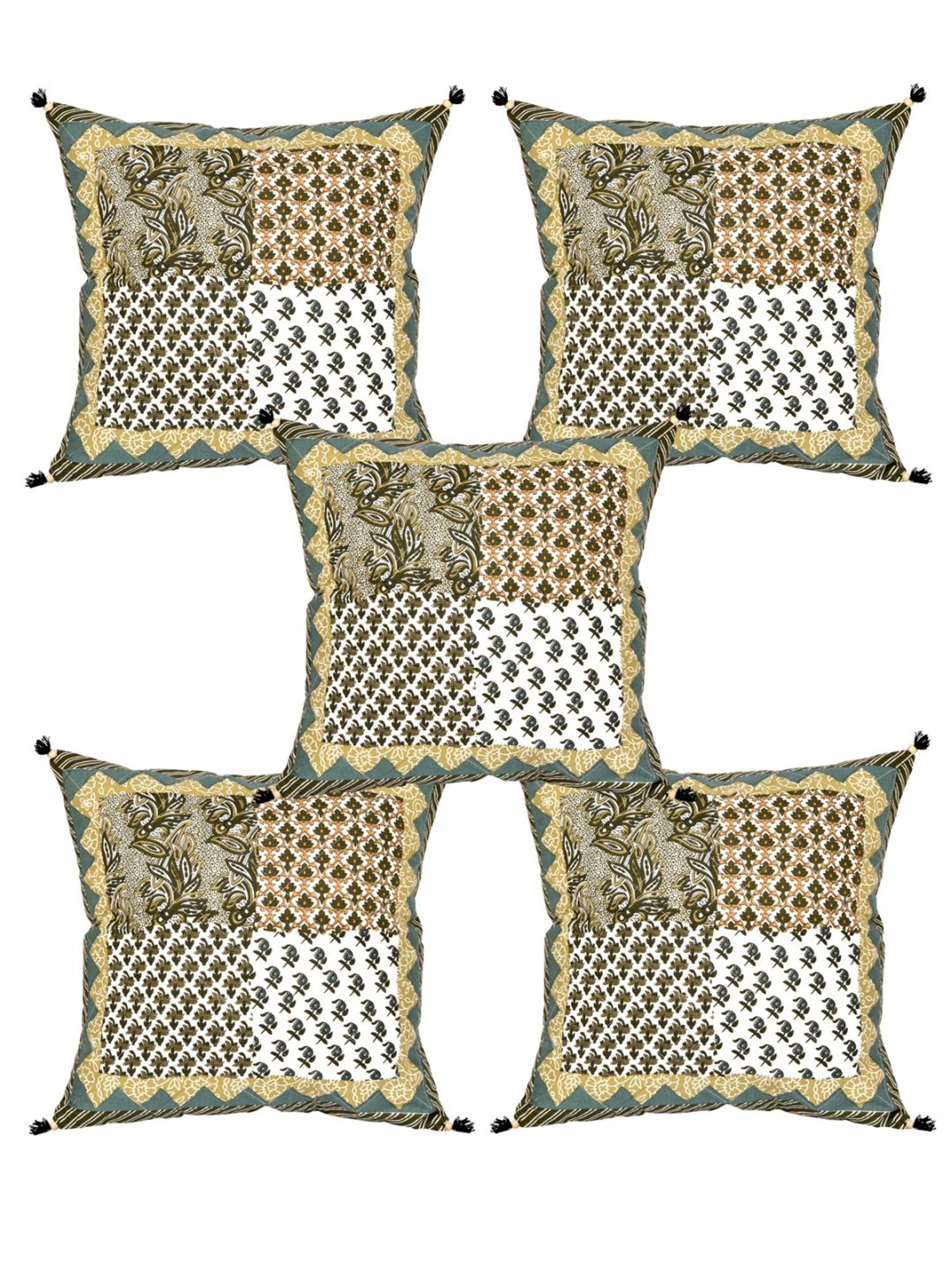 Living Roots Multicolor Cotton Cushion Covers - Set of 5