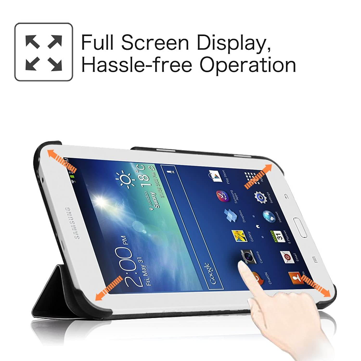 Fintie Slim Shell Case for Samsung Galaxy Tab E Lite 7.0 - Ultra Lightweight Protective Stand Cover for Galaxy Tab E Lite 7.0 SM-T113/Tab 3 Lite 7.0 SM-T110/SM-T111 7-Inch Tablet, Black