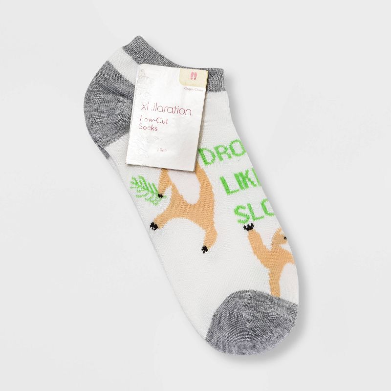 Women's "Drop It Like A Sloth" Low Cut Socks - Xhilaration™ White 4-10