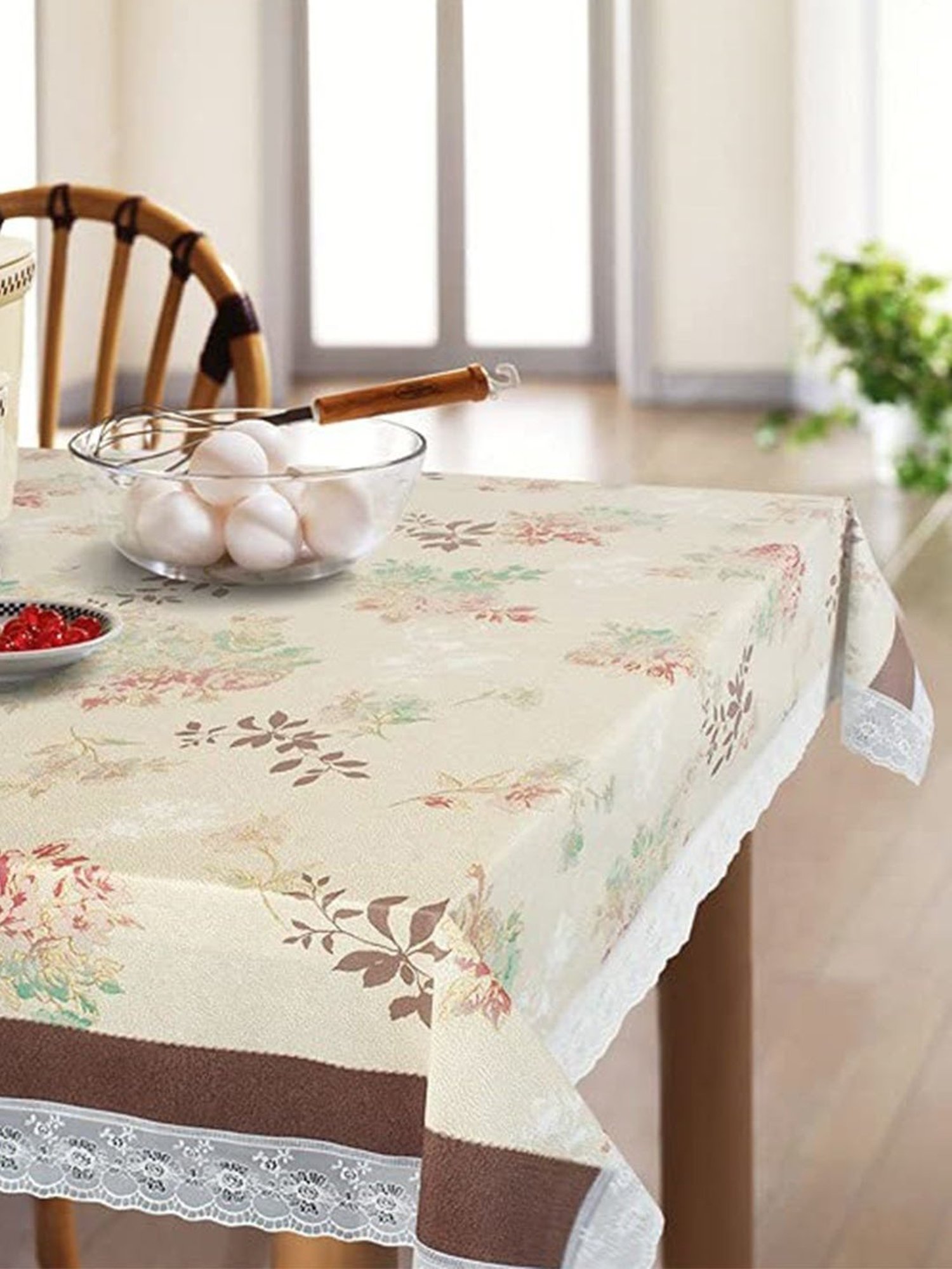 Freelance Floral Brown PVC Set of 1 Table Cloth