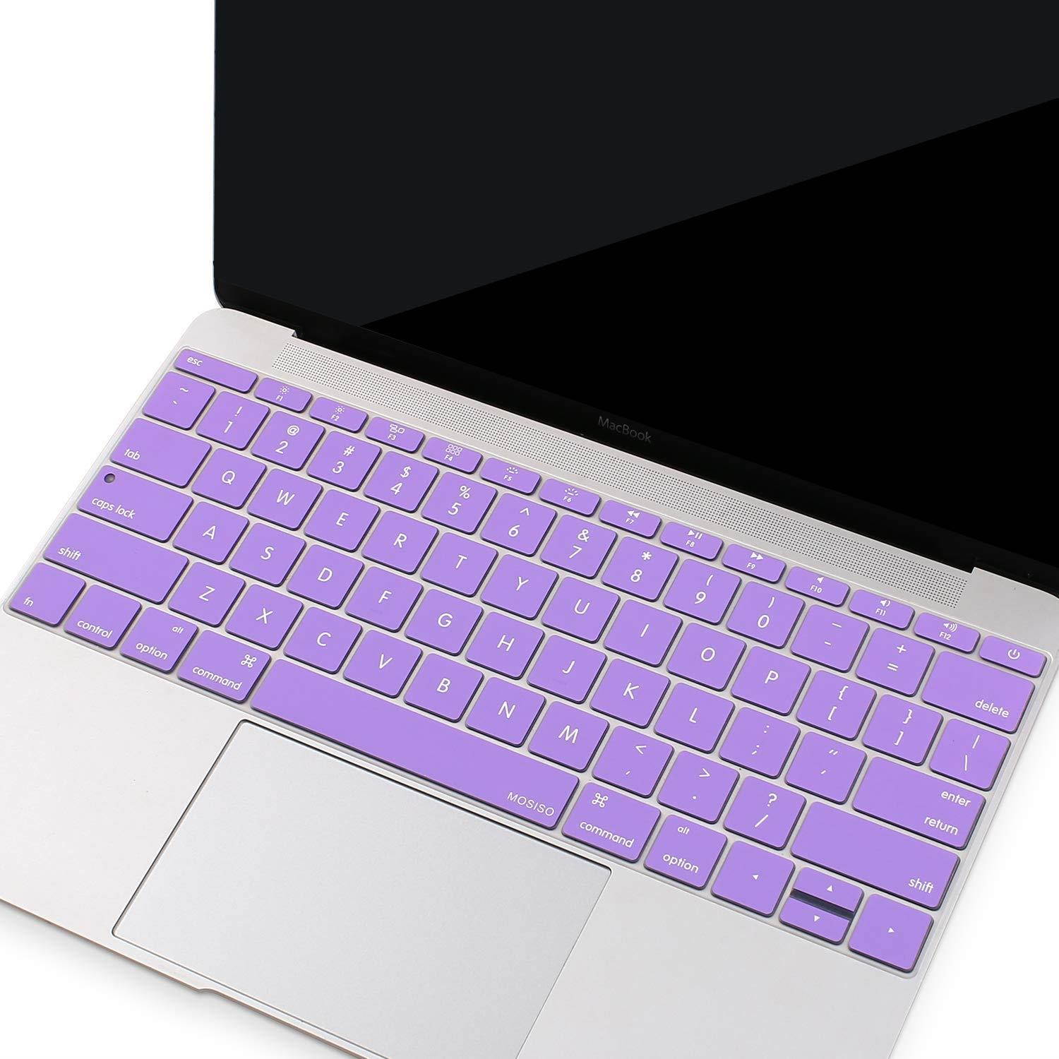 MOSISO Keyboard Cover Compatible MacBook Pro 13 Inch 2017 & 2016 Release A1708 No Touch Bar & New MacBook 12 Inch A1534 Protective Skin, Light Purple