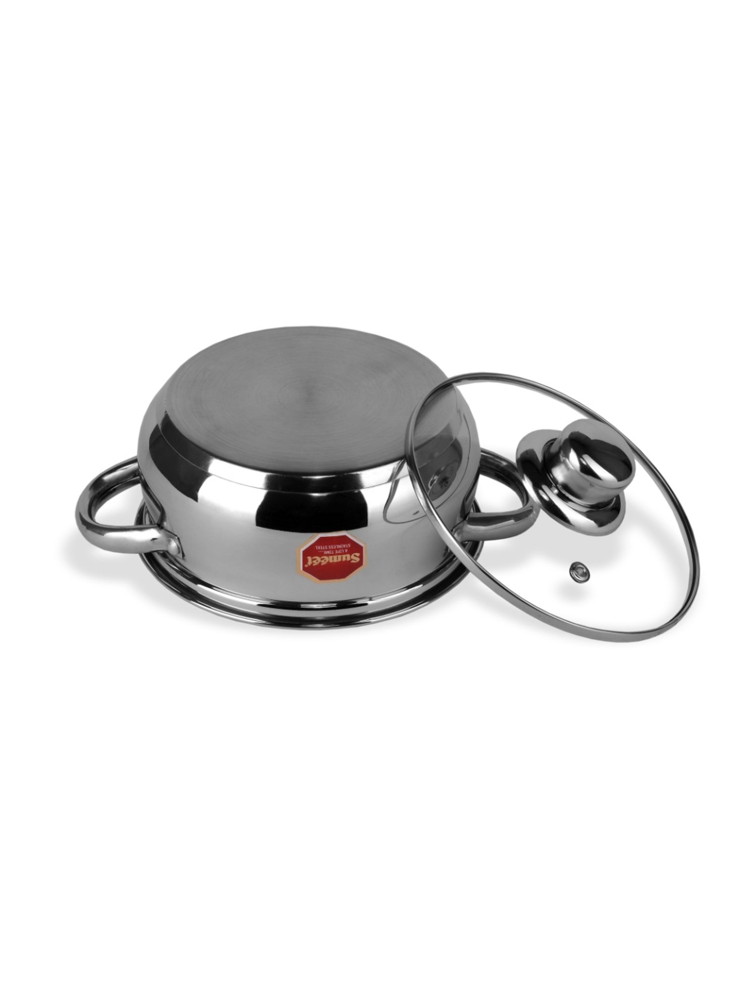 Sumeet S.S. Induction Bottom  Belly Shape Cook & Serve Casserole No. 10 (1.5 Ltr) With Glass Lid