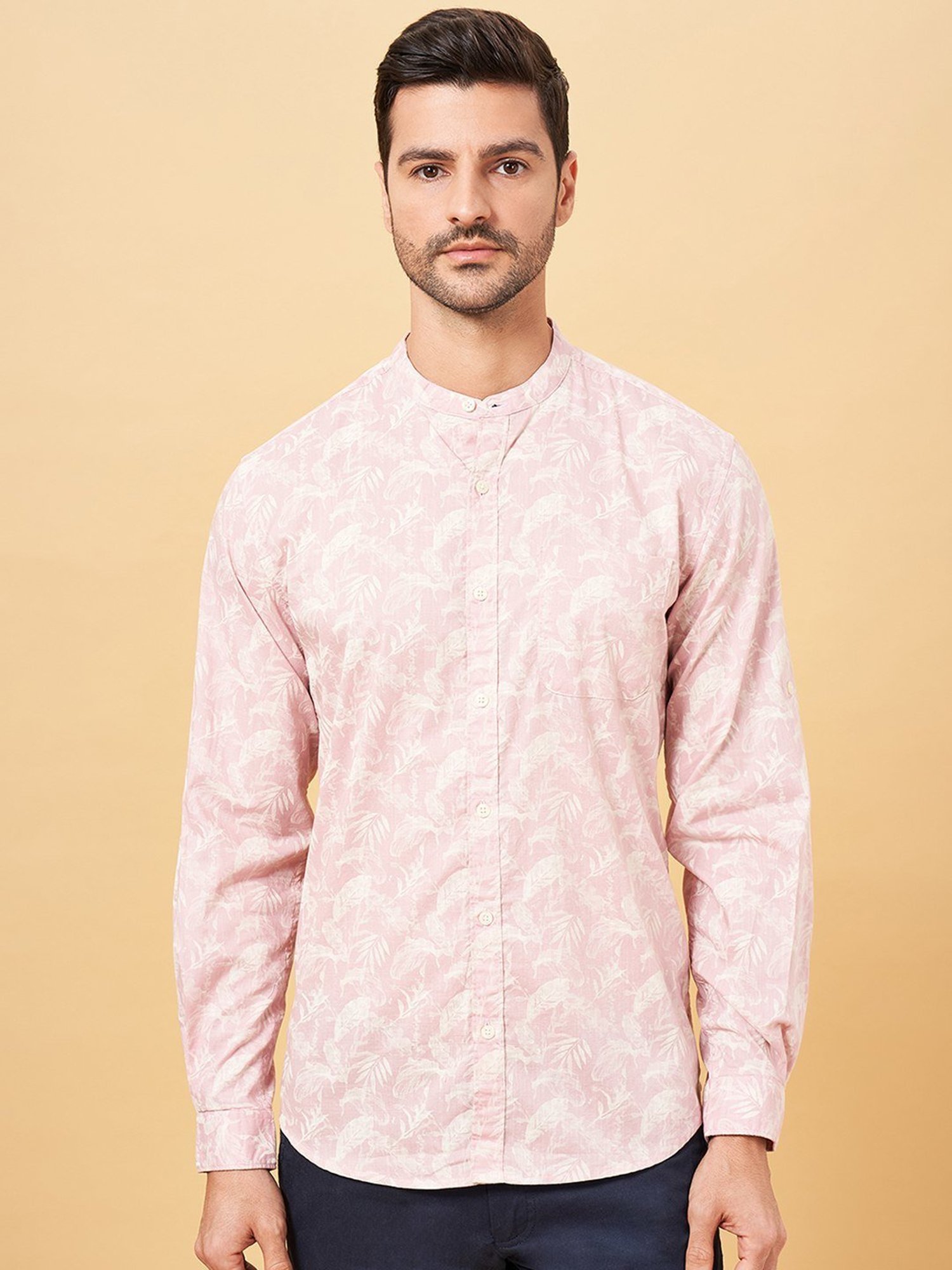 Byford by Pantaloons Crystal Rose Cotton Slim Fit Printed Shirt