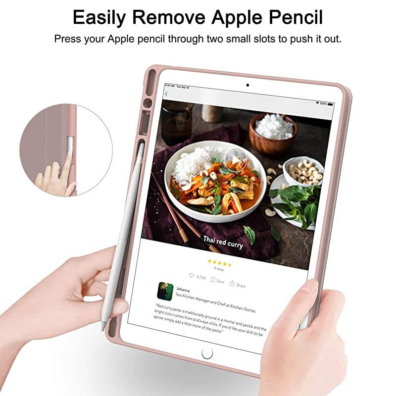 iPad 7th Generation Case New iPad Case 102 Case 2019 with Pencil Holder Lightweight Smart Cover with Soft TPU Back Auto SleepWake for iPad 7th Gen 2019 Gold