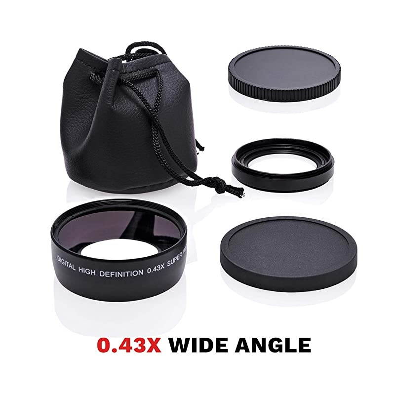 52mm 0.43X HD Wide Angle Lens with Macro for Nikon DSLR Bundle with  52mm 2.2X HD Telephoto Lens and Essential Accessories (8 Items)